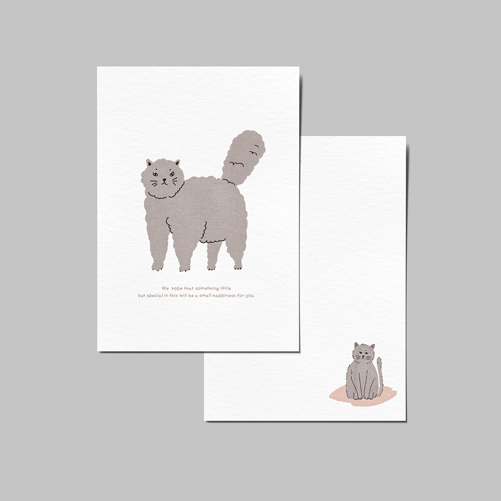 grey cat postcard